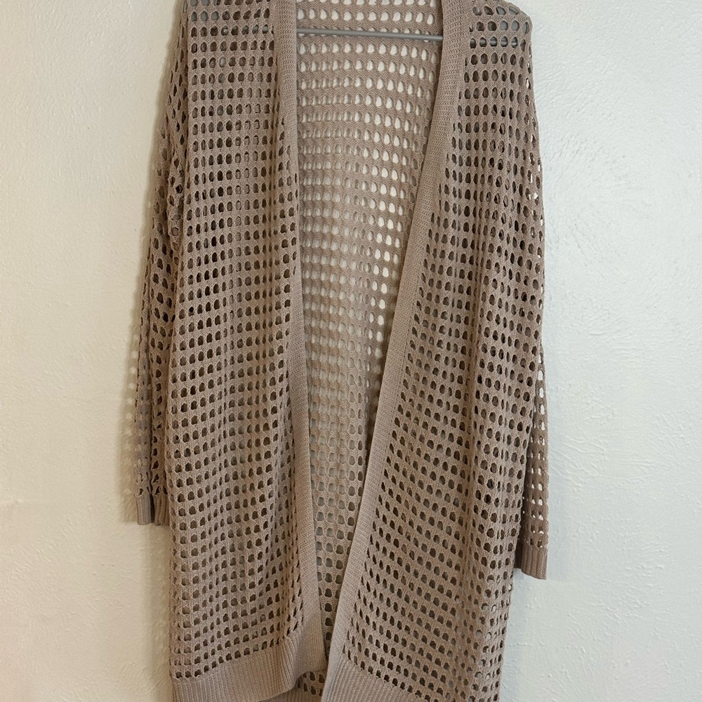 Open Knit Tan Sweater Cardigan